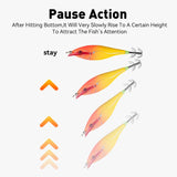 YOOFISH Luminous Horizontal Squid Jig (5pcs Set) – Premium Wood Shrimp Squid Hooks for Saltwater Fishing thumbnail 4
