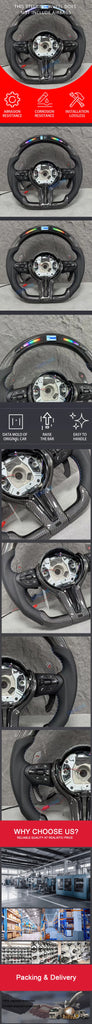 Customized Carbon Fiber Steering Wheel with Embedded LED Lights – Compatible with BMW X3 X4 X5 M2 M4 M8 F10 F15 F20 F22 F30 E90 E91