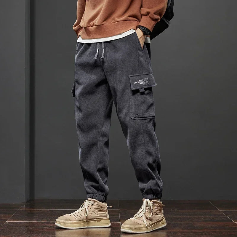 Men’s Casual Elastic Waist Jogger Pants – Spring & Autumn Stretch Straight Fit with Drawstring and Pockets