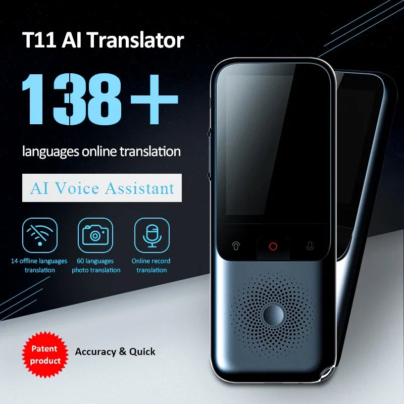 138 Language T11 Smart Translator Portable Audio Offline Real-time AI Voice & Photo Translator