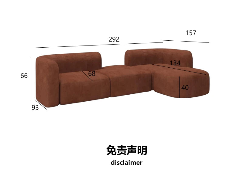 European Minimalist Luxury Living Room Sofa - Comfortable L-Shaped Velvet Sectional for Small Apartments