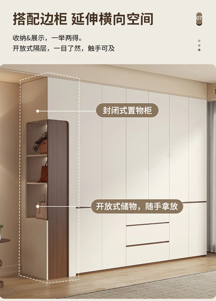 Luxury Nordic Modern Metal Wardrobe with Storage Drawers – Adult Bedroom Closet Furniture