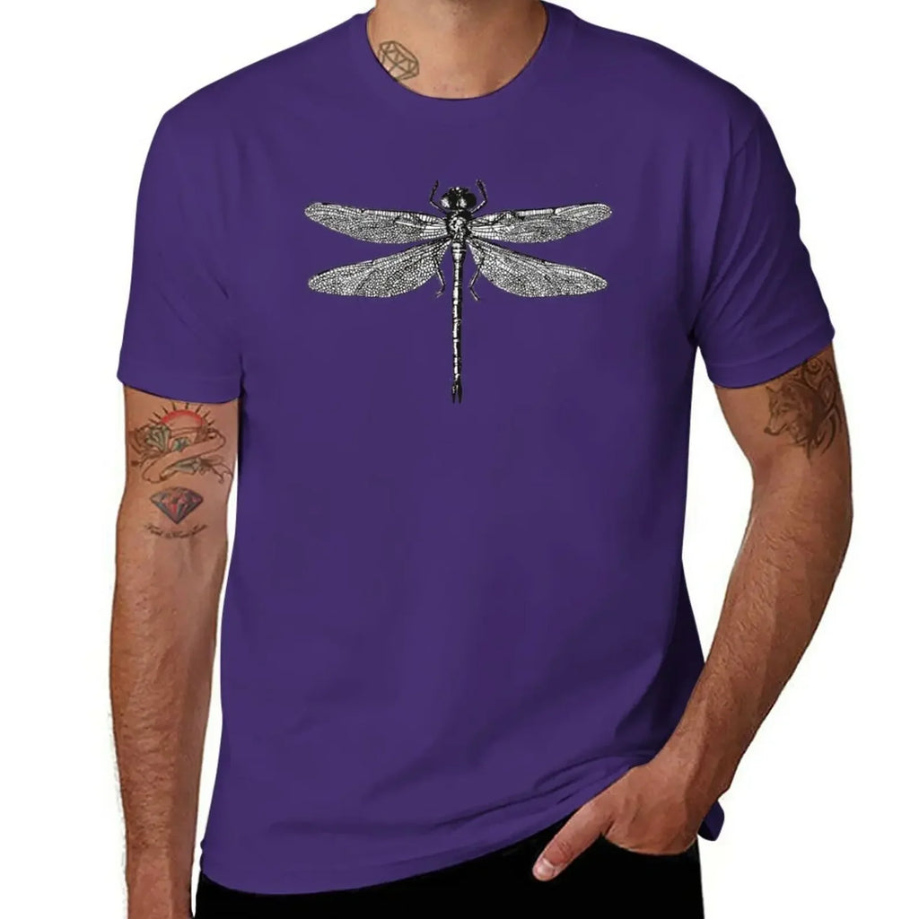 Men’s Dragonfly Print T-Shirt – Quick-Dry Cotton Casual Tee