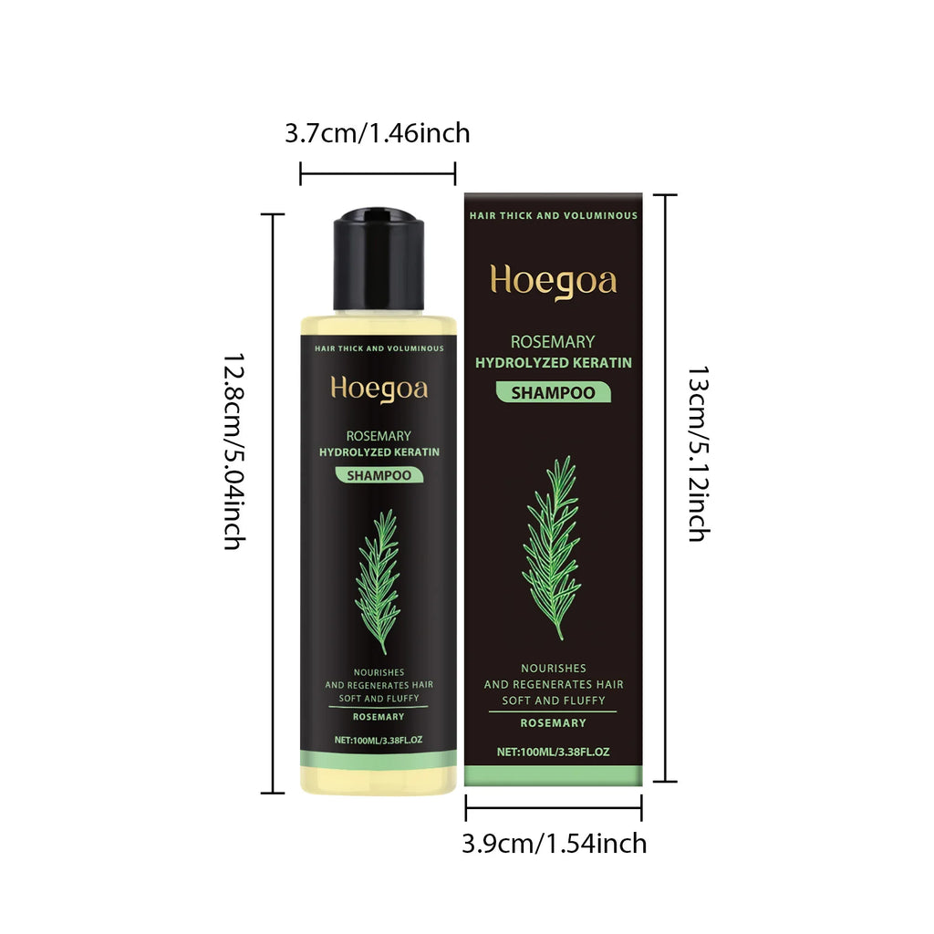 3pcs Rosemary Hair Growth Shampoo Set 100ml – Thickening Hydrolyzed Keratin Formula for Dry, Frizzy & Damaged Hair