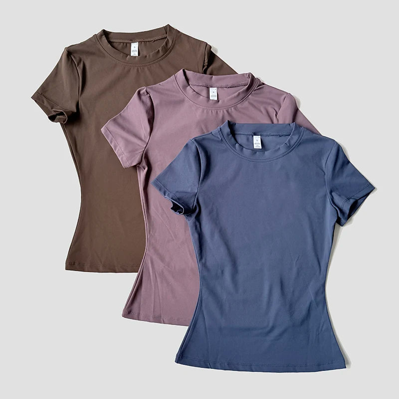 Women Seamless Yoga Top – Short Sleeve Fitness & Activewear Shirt