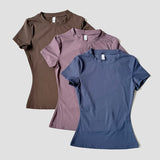 Women Seamless Yoga Top – Short Sleeve Fitness & Activewear Shirt thumbnail 2