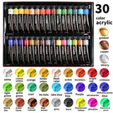30 Color Acrylic Pigment Aluminum Tube Set – DIY Art Painting & Graffiti Paint Kit thumbnail 1