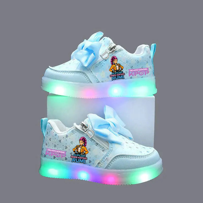 Kpop Demon Hunter LED Sneakers for Kids – Luminous Anime Tennis Shoes for Girls & Boys