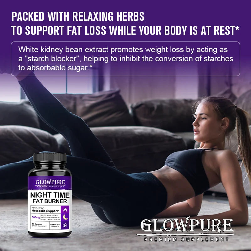 Powerful Natural Night Time Fat Burning & Cellulite Support Pills – Metabolism Booster Detox Supplement for Lean Physique