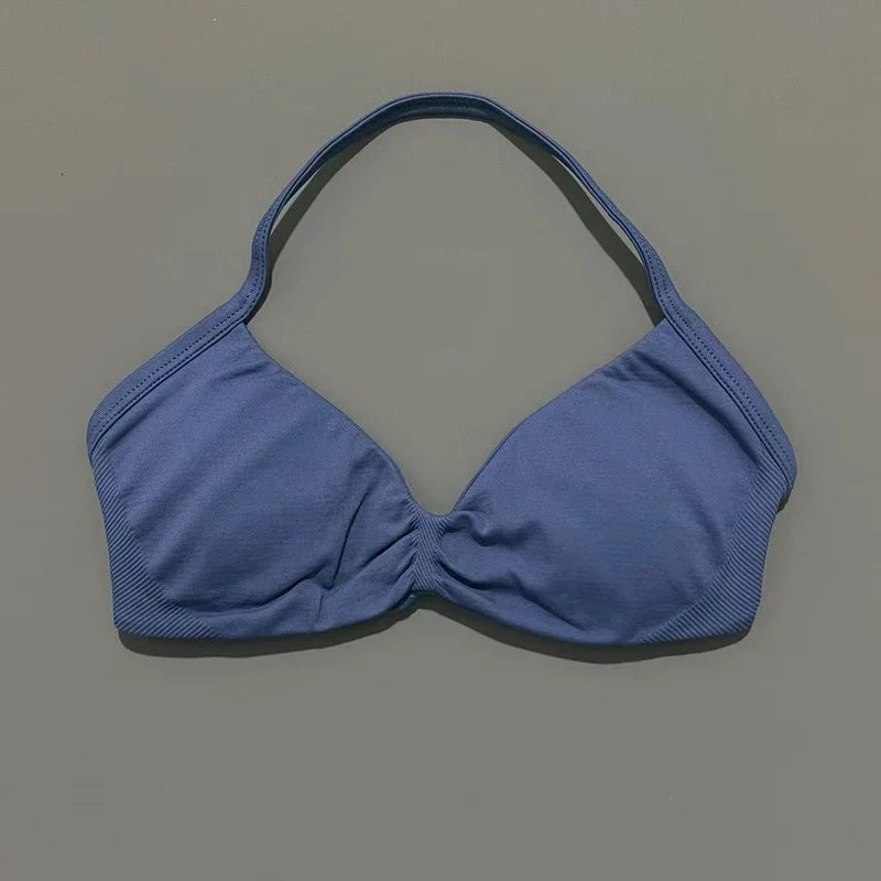 Strappy Backless Sports Bra for Women – Push-Up Yoga & Gym Top with Removable Cups
