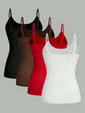 4-Pack Women’s Solid Color Camisole Tank Tops – Adjustable Strap Sleeveless Summer Vests thumbnail 2