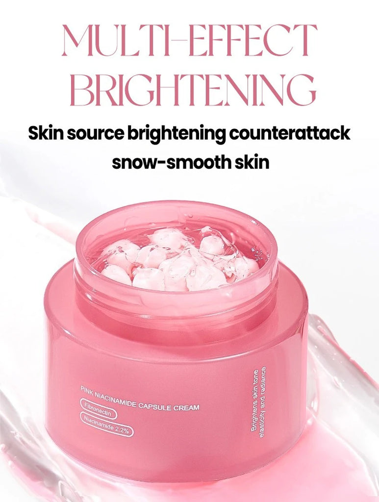 Korean Pink Collagen PDRN Capsule Cream with Niacinamide – Lightweight Non-Greasy Moisturizer for Uneven Skin Tone