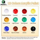 Marie's 20pcs Acrylic Paint Set – 12 Colors with 7 Brushes & 1 Palette for Canvas, Wood, Stone – Artists & Adults thumbnail 9
