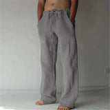 Men's Cotton Linen Long Pants Summer Solid Color Breathable Linen Trousers Male Casual Elastic Waist Casual Pants Harajuku Trous thumbnail 8