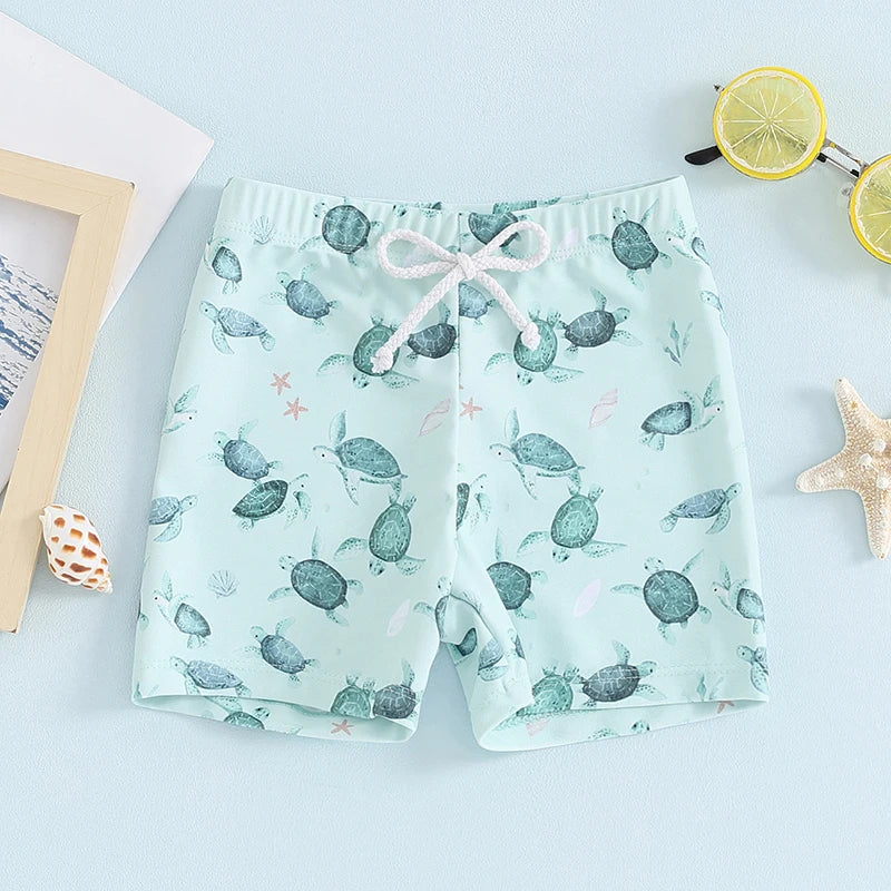 Blotona Boys Swim Trunks – Dinosaur, Plaid & Turtle Print Toddler Board Shorts