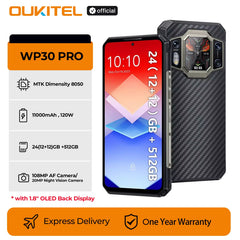 OUKITEL WP30 Pro 5G Rugged Smartphone Android 13 – 24GB + 512GB, Dual Display, 11000mAh, 120W Fast Charge