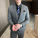 Men’s Modified Plaid Three-Piece Suit – Slim Fit England Style Vest & Trousers Set thumbnail 43