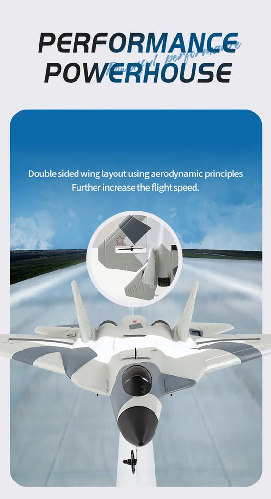 RC Foam Aircraft SU-35 Fighter Plane 2.4G Remote Control Glider for Kids and Adults