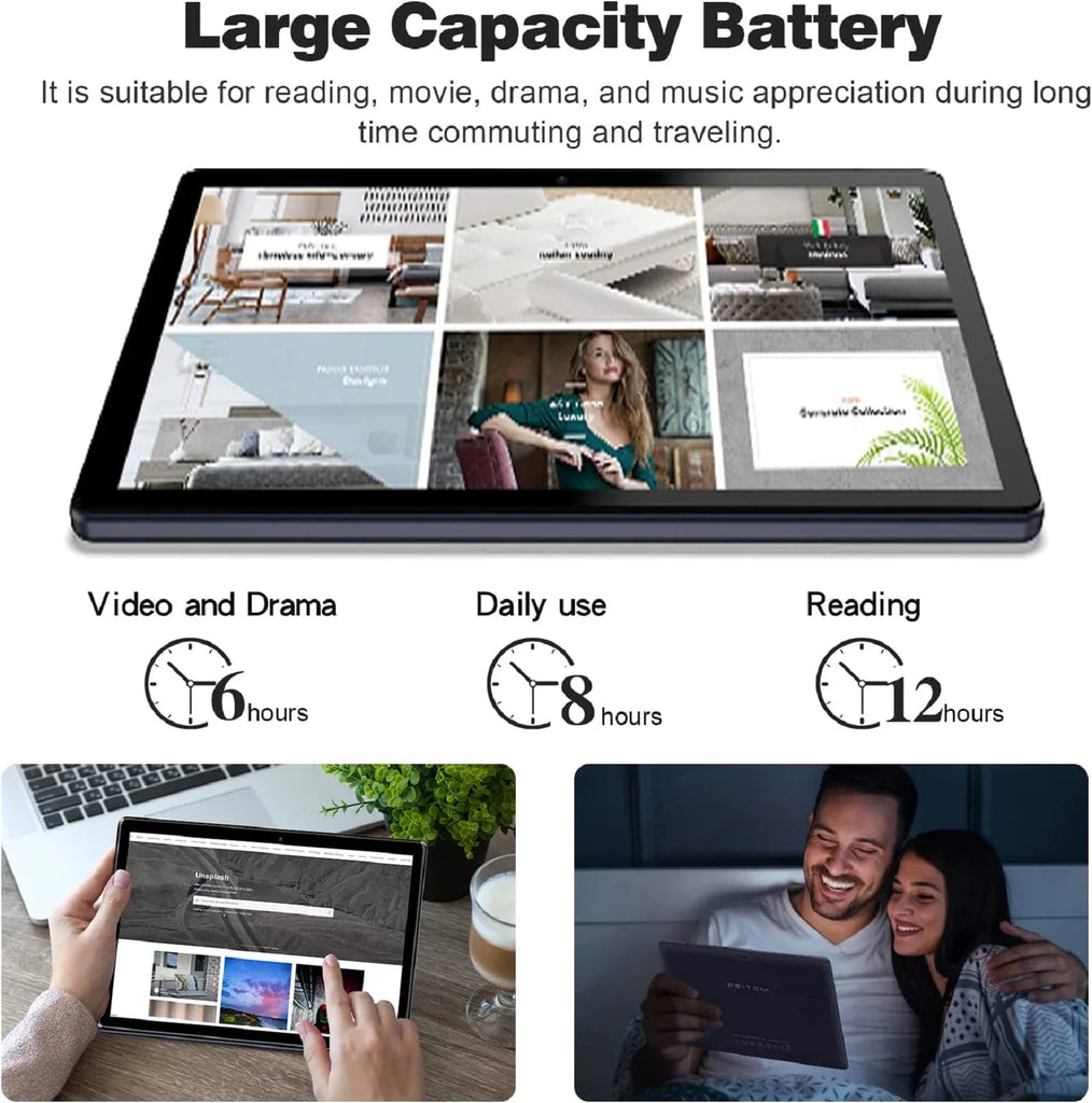 PRITOM 10 Inch Android 13 Tablet PC with SIM Slot, 64GB Storage, Quad Core, 3G Phone Call, GPS, Dual Cameras