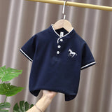 Boys' Summer Polo Shirt – Short Sleeve Stand Collar T-Shirt thumbnail 12
