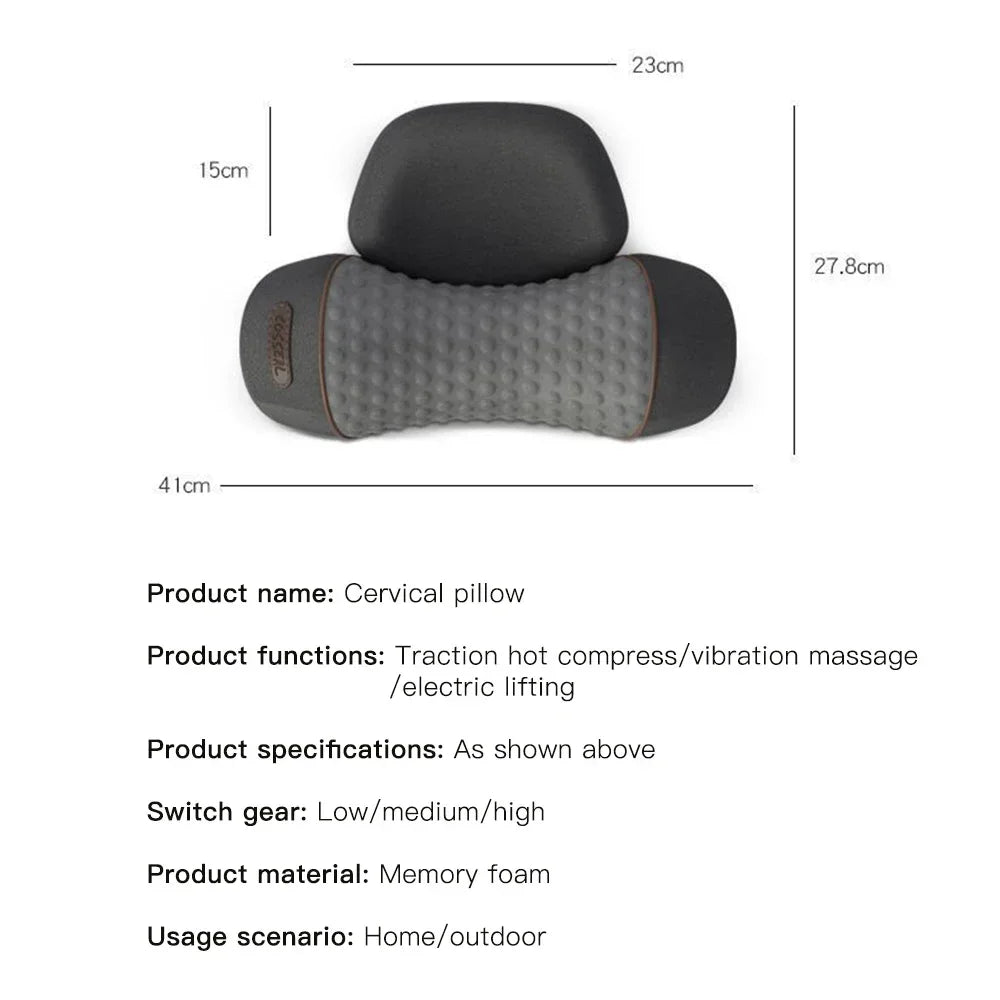 Electric Neck Massager Pillow Cervical Stretcher with Heat & Vibration – Orthopedic Neck and Back Support