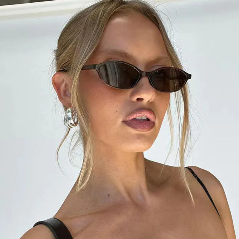 Retro Oval Cat Eye UV400 Sunglasses for Women – Trendy Small Frame Punk Sun Protection Shades