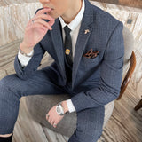 Men’s Modified Plaid Three-Piece Suit – Slim Fit England Style Vest & Trousers Set thumbnail 19