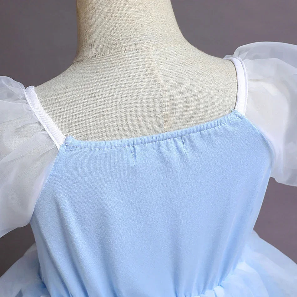 Cinderella Princess Cosplay Dress for Girls – Ball Gown Sequin Tutu Puff Mesh Summer Dress for Birthday & Carnival