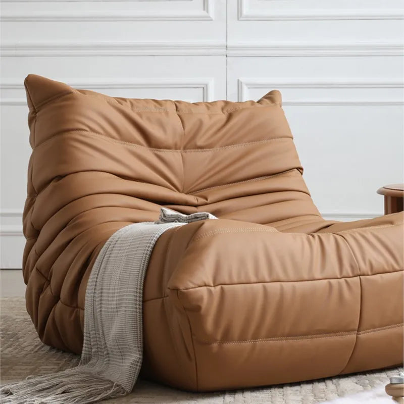 MOMO Caterpillar Single Recliner Lazy Sofa Wabi-Sabi Style Fabric Lounge Chair 78x103cm