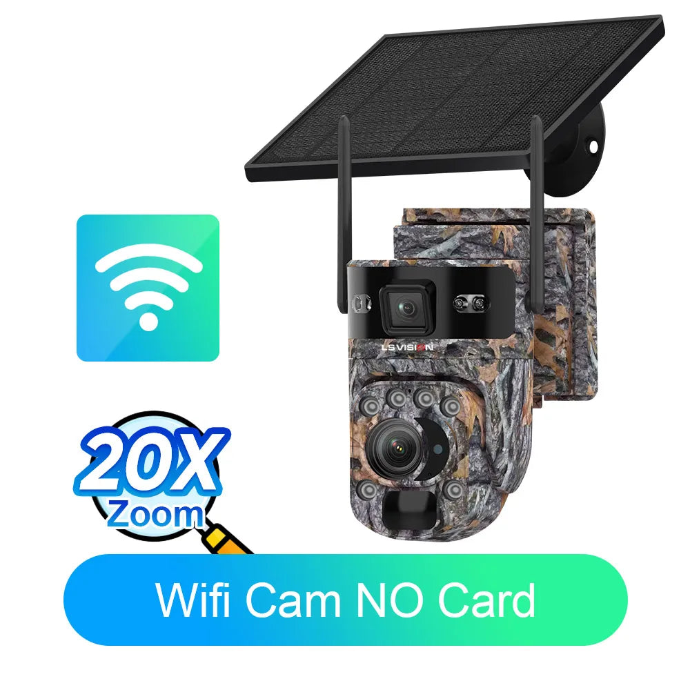 LS VISION Dual Lens Solar Security Camera – 4K WiFi/4G Wireless Outdoor Camera with Auto Tracking, 60X Zoom & Night Vision