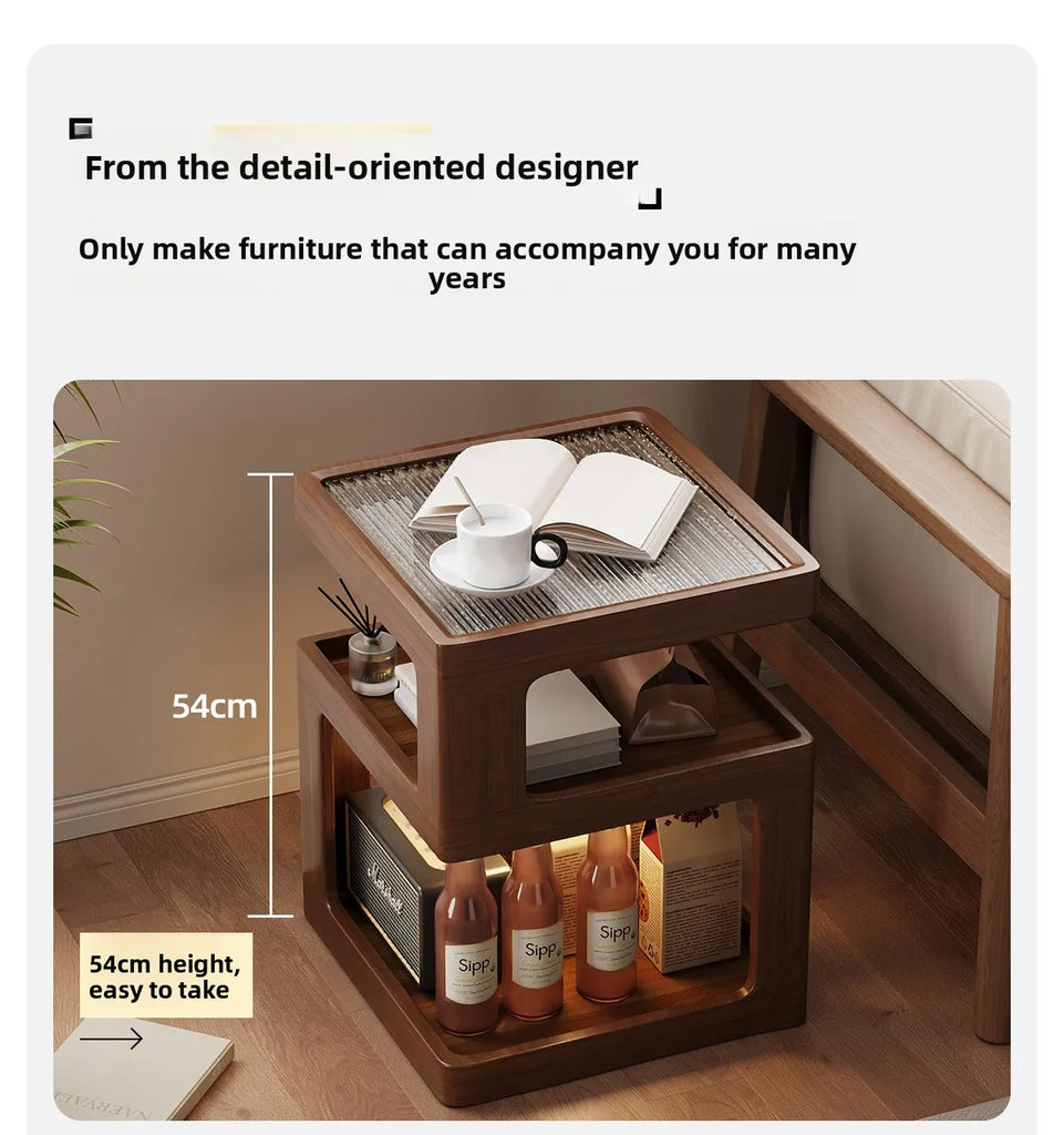 Solid Wood Bedside Table with Storage – Modern Minimalist Bedroom Side Table