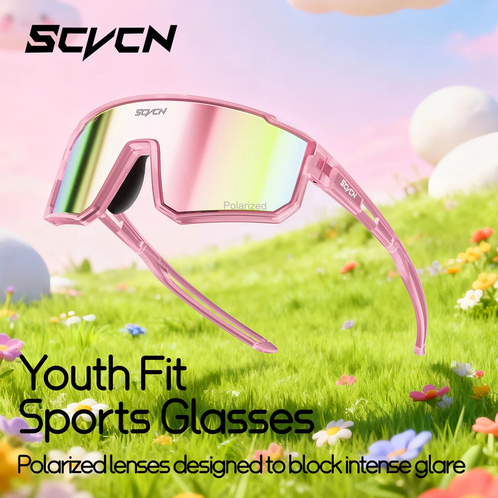 SCVCN Kids Photochromic Cycling Sunglasses UV400 TR90 Lightweight Sports Glasses for Boys and Girls Age 6–14