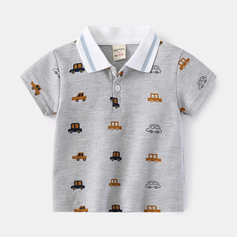 Fashion Kids Boys Polo Shirt – Luxury Stand Collar Summer Tee, Soft Breathable Cotton