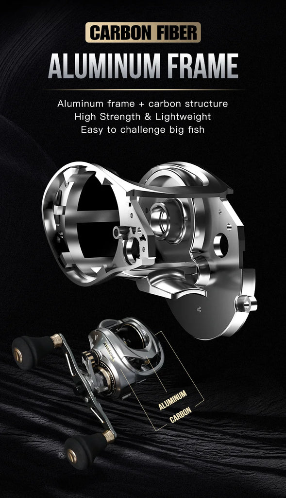 SeaSir Megacuda 15KG Drag Baitcasting Reel – Deep Spool, Aluminum Frame, Carbon Side, Double Handle Jigging Reel for Fresh & Saltwater Fishing