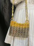 Silver Shiny Hand Woven Bead Sequin Crossbody Bag with Long Shoulder Strap for Women thumbnail 7
