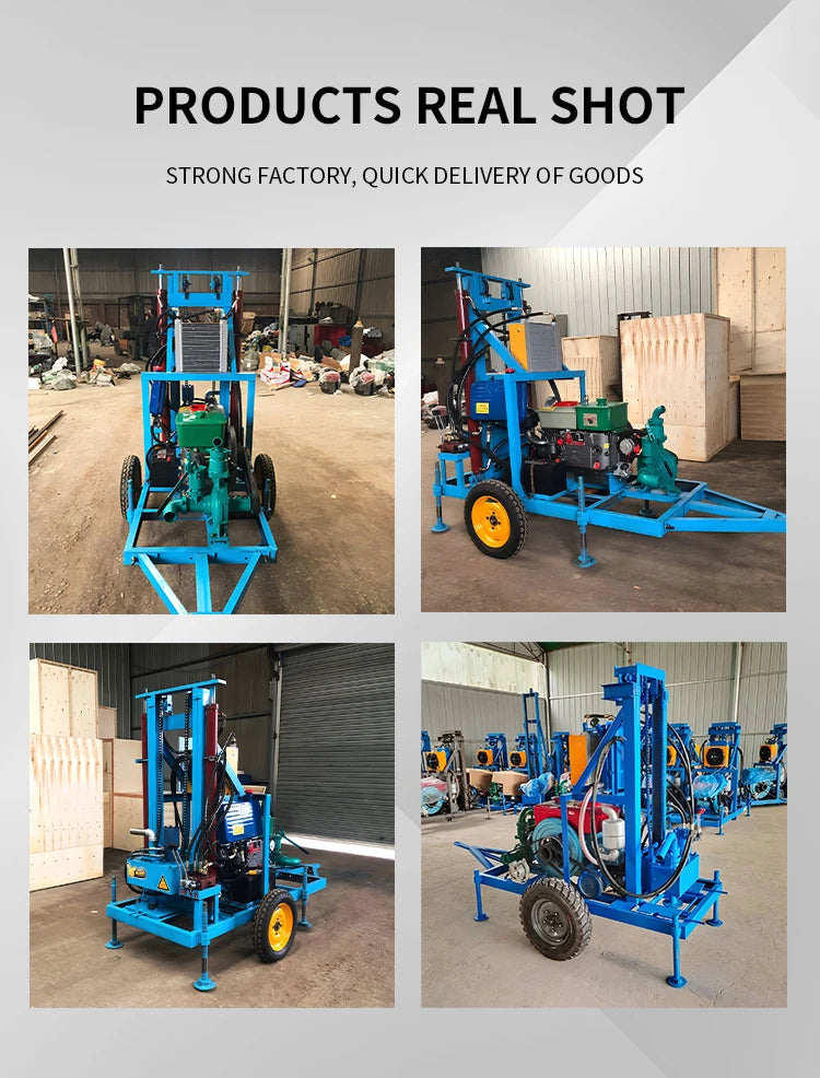Well Drilling Rig Machine 22HP 25HP Petrol Diesel Mini Rotary Water Well Drilling Rig 100M–300M Borehole Drill with Crawler Option