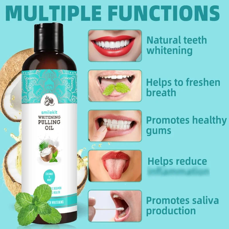Natural Coconut Mint Pulling Oil Mouthwash Alcohol-Free Fresh Breath & Gum Care 100ml / 237ml