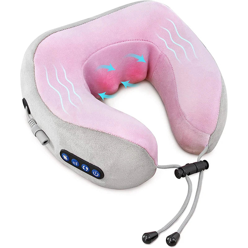 Electric 3D Kneading Shiatsu Neck Massager U-Shaped Pillow with Heat and Vibration – Memory Foam Cervical and Shoulder Pain Relief
