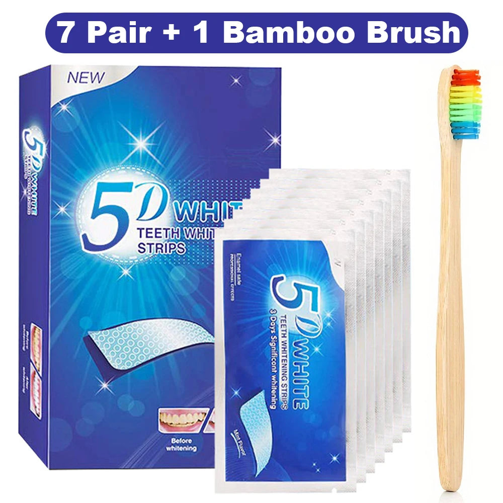 VACLAV 5D Teeth Whitening Strips Kit – 7/14/21/28 Pairs – Home Use Whitening for Coffee & Smoking Stains