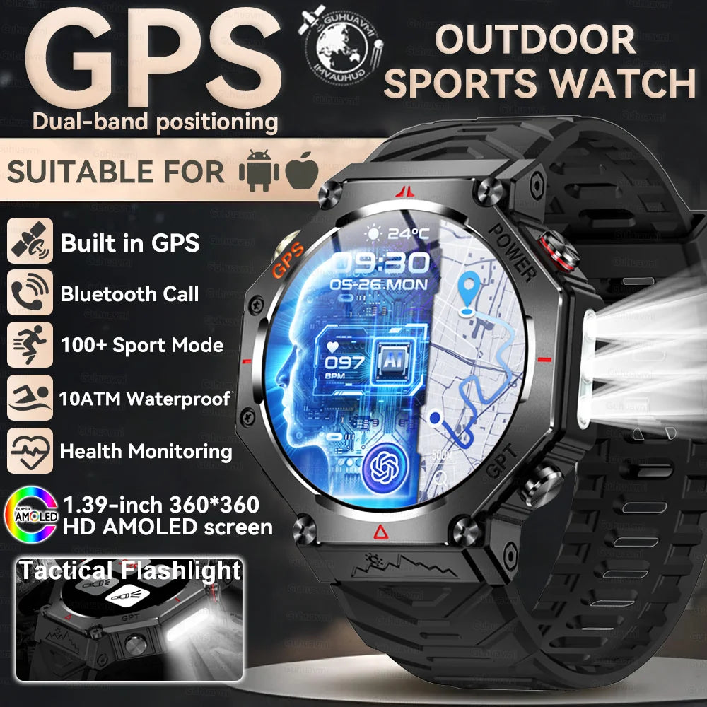 T-Rex 3 Military Smart Watch — Built-in GPS, Compass, Barometer & 10ATM IP69K Waterproof Performance