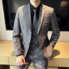 Men’s 3-Piece Business Casual Suit Set – Blazer, Vest & Pants | British Style Slim Fit Formal Wear