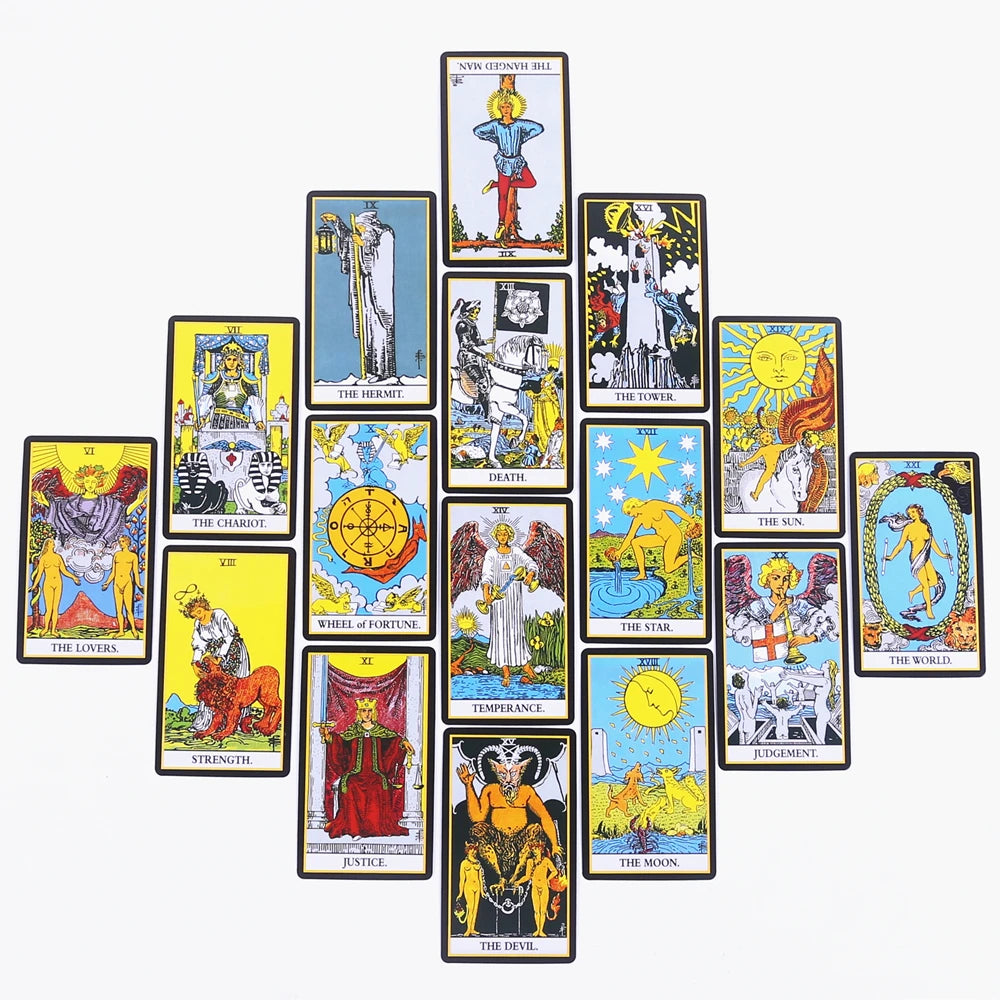 Black Classic Tarot Cards Deck – 78 Card Fortune Telling Set with Guidebook