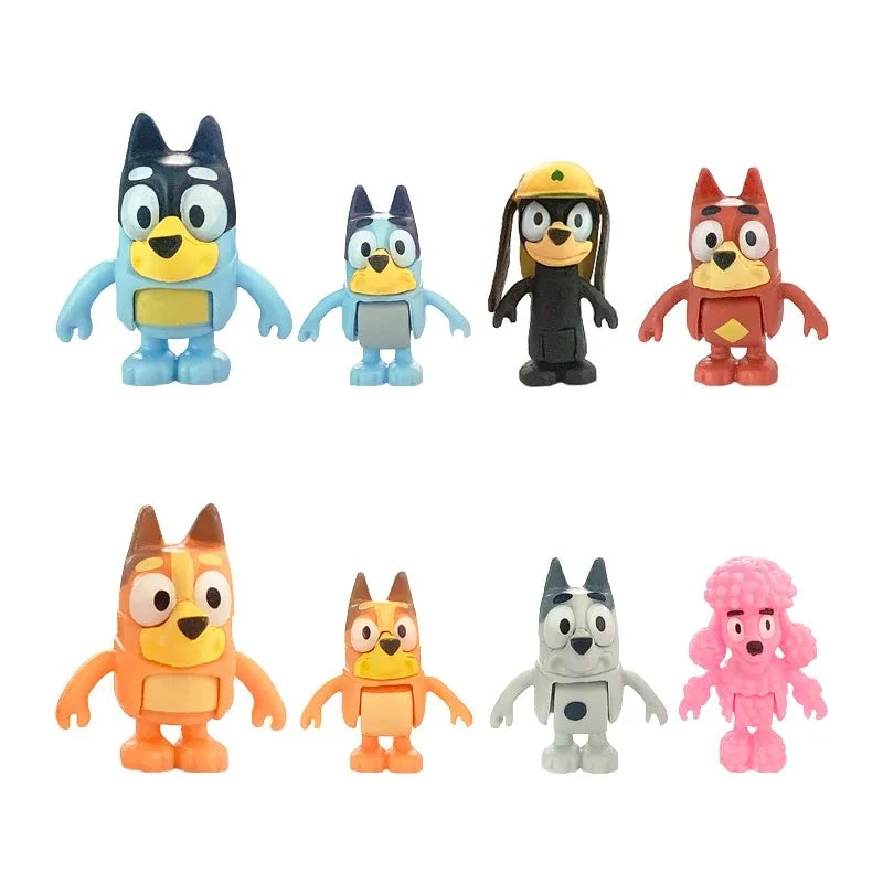 Bluey Family 8-Piece Figurine Set – Bingo & Friends Movable Action Figures Toy