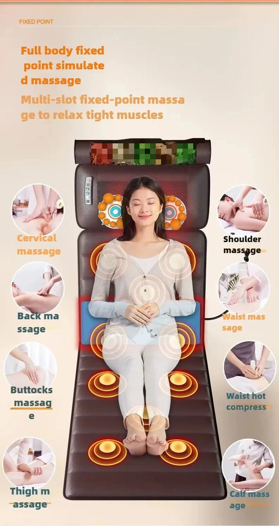 Electric Full Body Massage Mattress with Heating and Hand Control – Neck, Shoulder, Waist, Back & Leg Airbag Kneading Vibration Cushion