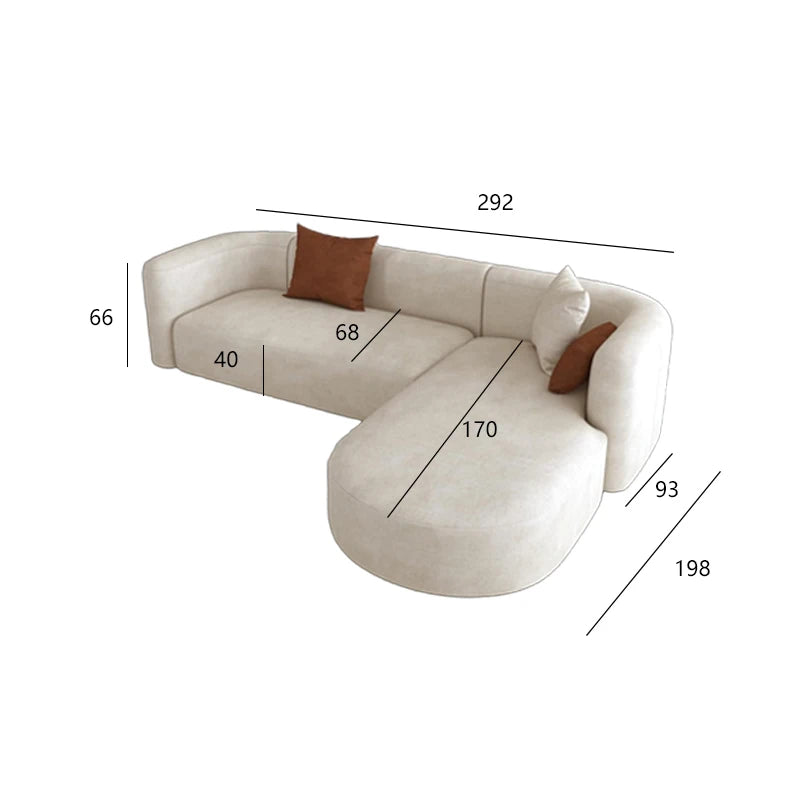 European Minimalist Luxury Living Room Sofa - Comfortable L-Shaped Velvet Sectional for Small Apartments