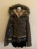 Spring Retro Faux Fur Coat for Women – Vintage 2000s Harajuku Gothic Punk Jean Parka thumbnail 1