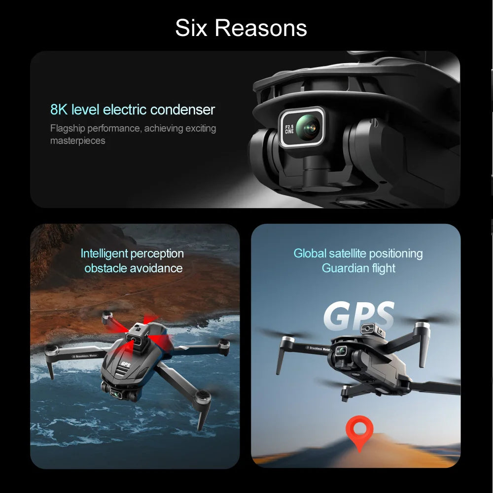 V168 Pro MAX 8K GPS Drone with 5G WIFI, 4.5" Screen, FPV, 360° Obstacle Avoidance & Brushless Motor RC Quadcopter
