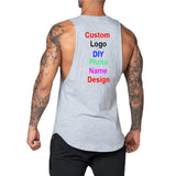 DIY Custom Logo Gym Tank Top for Men – Cotton Muscle Sleeveless Workout Vest thumbnail 12