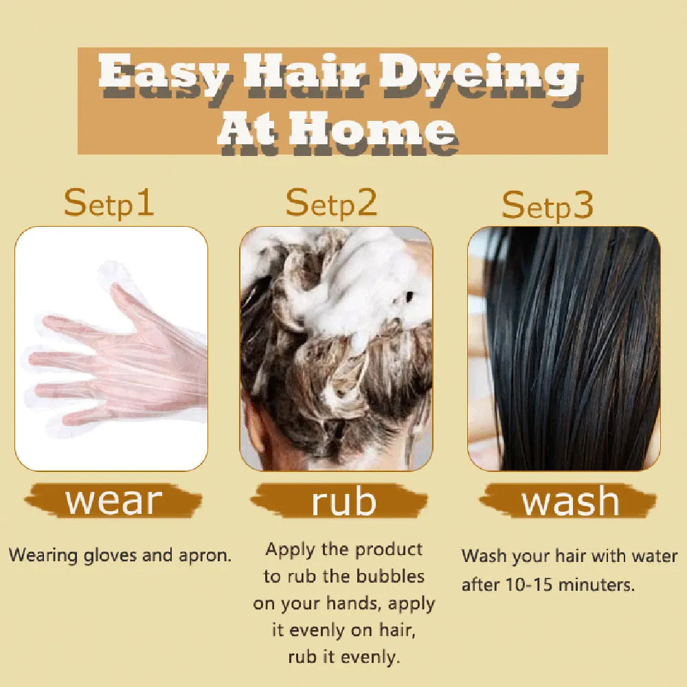 3-in-1 Instant Hair Coloring Shampoo – Natural Black & Herbal Brown, 500ml, Unisex Hair Dye