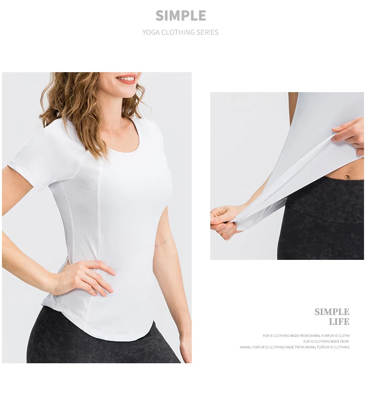 Women’s Breathable Quick-Dry Yoga Top – Short Sleeve Fitness & Workout T-Shirt